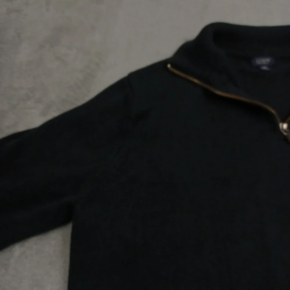 J‎ Crew Sweater Mens Large Tall Black Knit 1/4 Zip Pullover Casual Preppy